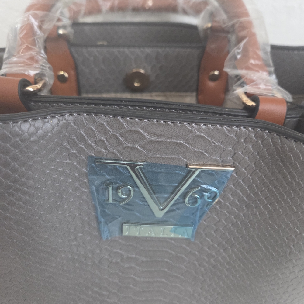 19v69 Itaila By Versace Gray Textured Handbag - Picture 2 of 10